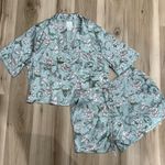 Joie  Mint Green Floral Satin Two Piece Pajama Set Women’s Large Photo 1