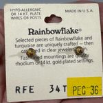 Vintage 14K GP Rainbow Flake Turquoise Pendant Necklace & Earrings Set Blue Photo 7