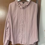 Ann Taylor pinstripe ruffle neck blouse Photo 2