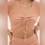 Anthropologie NWT | Flat White Ruched Skirt & Long Sleeve Top Set Cedar | M Photo 2