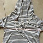 Billabong Women's Gray &White Striped Terry Cloth Long Sleeve Hoodie Size M Photo 11