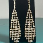 Wedding Prom Formal Gold and Silver Sparkling Rhinestone Dangle Drop Earrings Photo 4