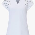 Felisou Womens V Neck Golf / Pickleball Polo Short Sleeve Sport Shirt XL NWT White Photo 0