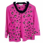 Vintage Y2K Legally Blonde Faux Fur Collar Heart Pink Cardigan Sweater SZ M Size M Photo 0