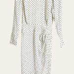 Ronny Kobo Kiara White Polka Dot Print Asymmetric Long Sleeve Turtleneck Dress M Size M Photo 3