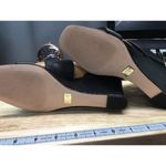 Louise et Cie Quarza Wedge Sandals Women's 7 Black Embossed Leather Slingback Photo 5