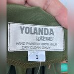 Yolanda Lorente Womens 100% Silk Painted size 1 X dolman blouse Green Photo 8