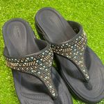 Crocs  Women’s 7 Platform Boca Bling‎ Flip Wedge Thong Sandals Medallion Photo 1