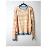 Free People New Classic Striped Oversized Crewneck Large latte combo Photo 2