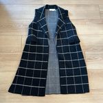 Anthropologie By  Quinn Windowpane Plaid Open Front Longline Vest One Size Photo 2