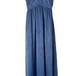 The Vanity Room Blue Cross Back Satin Slip Maxi Gown Dress XS Photo 0