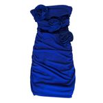 ZARA Bodycon Mini Dress Royal Blue Floral Detail Cut Out Womens Size Small NWT Photo 2