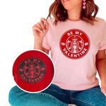 Gildan Be My Valentine Tee Starbucks  Red Small Crew Neck T-Shirt Top Short Sleeve Photo 0