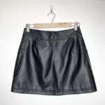 Free People Faux Leather Mini Skirt Black High Rise A Line Vegan Size 0 Photo 3
