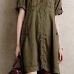 Holding Horses Anthropologie  Visit Mariona Green Utility High Low Dress NWOT 0 Photo 0