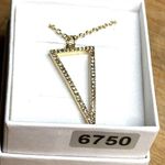 Gold Chain Necklace With Rhinestone Triangle Pendant Photo 0