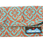 KAVU Trendy Geometric Print Wallet Blue Brown Trifold Zip Pocket ID Holder READ Photo 0