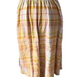 American Eagle  Plaid Linen Blend Pull-On Midi Skirt Medium Women’s Orange 4387 Photo 2