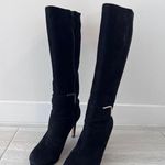 Nine West NWEVAH Size 9 1/2 M Tall Black 3 1/2 Inch Heel Boots with Zipper Photo 1