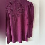 Vintage Chu Chi knit sweater purple sparkle glitter mauve 3/4 sleeve fall long Size 10 Photo 5