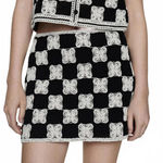 Mango Combined Crochet Mini-Skirt Black Beige NWT Small Photo 0