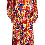 De Loreta Sweetheart Puff Sleeve Cotton Maxi Dress M | Vibrant Abstract Dopamine Red Size M Photo 0