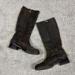 Donald J Pliner Boots Women's 8 M Brown Suede Tall Riding Buckles Side Zip Photo 2