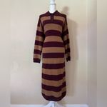 Madewell Cashmere Wool Knit Sweater Midi Dress Sz L Aroma Striped Long Sleeve Photo 1