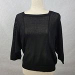 Chico's  Women's Sweater 1 Black Open Knit Dolman Sleeves Square Neck Pullover Photo 0