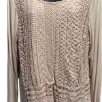 Chico's  Blush Pink Crochet Long Sleeve Blouse Size 2 (12/14) Scoop Neck‎ Photo 0
