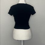 Aritzia Wilfred Cropped VNeck Ribbed Tie Waist Sweater Black Size Small Photo 3