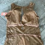 Real Lingerie Lucette Edgy Lace Teddy w/Plunge Neckline & Open Back Size 1X NWT Tan Photo 8