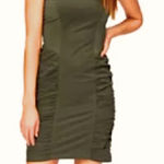 XCVI Wearables Raymond Sleeveless Ruched Poplin + Jersey Dress Green Small Photo 0