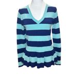 Banana Republic ‎ Striped Peplum Pullover Sweater M Medium Blue Violet Aqua Teal Photo 1