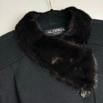 Vtg ALORNA 100% Wool Long Fur Collar Jacket Overcoat Black Size L Photo 4