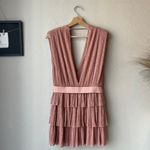 Sabina Musayev Dress Skylar Pink Metallic Plisse V Photo 6