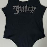 Juicy Couture Black Diamond Rhinestone Logo Graphic Tank Top Sleeveless Bodysuit Onesie Shirt Size M 💎 Photo 0
