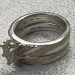 KDJ Two Tone 925 Silver 24k Gold Overlay Diamond Engagement Wedding Ring Set Photo 3