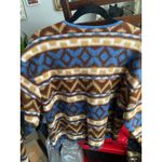 NINON de LENCLOS Vintage 90s Geometric Brown Fleece Cardigan Medium Southwestern Photo 4