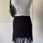 Harmony & Havoc  Suede Black Fringe Skirt Photo 3