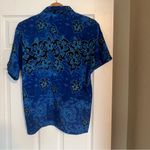 Ocean Current Hawaiian Shirt Size Large Beach Like Silk Summer Hawaii F6 Blue Photo 1