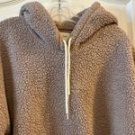 Gilly Hicks Fuzzy Fleece Cropped Hoodie Sweatshirt Tan Size L Photo 5