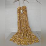 Mango New nwt Maxi long ruffles dress sustainable cotton yellow sz 2 Xs geo Photo 2