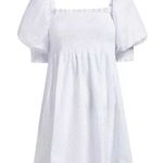 NWT Hill House Athena Nap Mini Graduation Bridal Dress Sheer White Swiss Dot S Size M Photo 2