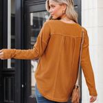 VICI ELISA WAFFLE KNIT HENLEY TOP - CAMEL Photo 2