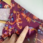 Democracy Floral Popover Top Size PM Burgundy Stretch Soft Comfort Boho Hippie Photo 3
