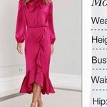 NEW Satin Mock Neck Cocktail Midi Dress Wrap Ruched Ruffle M Size M Photo 5