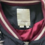 Elevenses  Embroidered Bomber Jacket Women’s L Black Floral Satin Zip Up Boho Photo 12