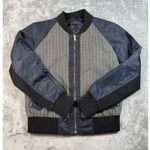 J.Crew  Womens Bomber Jacket Small Gray Pinstripe Wool Blend Full Zip Photo 1