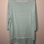 Pure J Jill Aqua Blue Linen Blend Asymmetrical Crochet Hem Tunic Top Size XL Photo 0